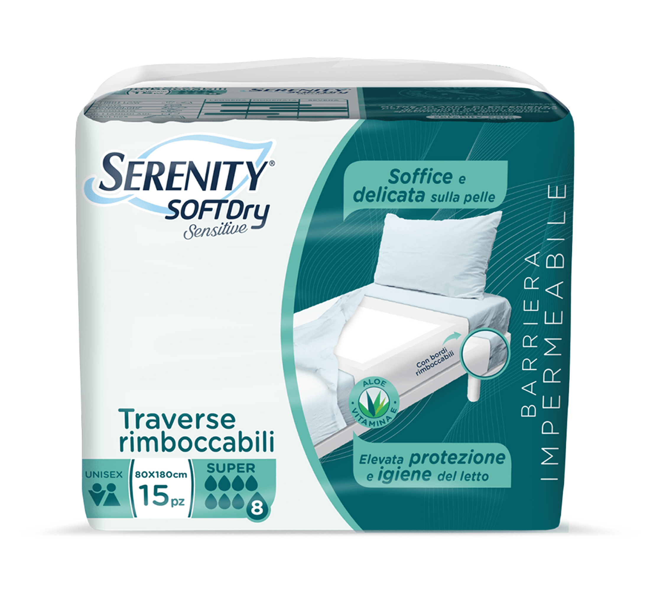 SERENITY SoftDry Sensitive Super Inkontinenz-Schutzunterlagen, 80x180 cm, 15 Stk.